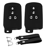 [Koaudb] 適合 トヨタ スマートキーケース 4ボタン 車用 キーカバー ノア80系 ヴォクシー80系 エスクァイア アルファード ヴェルファイア30系 シエンタ 等に適用 ソフト シリコン 傷防止 2個入れ (ブラック + ブラック) (Tyt-4R-BB)