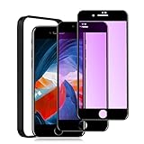 iPhone SE2 ガラスフィルム ブルーライトカット 【2枚セット/全面】 iPhoneSE第2世代 ガラスフィルム ブルーライト アイフォンSE2 保護フィルム iPhoneせ2/えすいー2 用 画面 保護 シート 強化ガラス 【貼り付け簡単/ガイド枠付き】