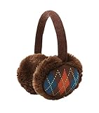 かわいいキッズイヤーマフ便利な冬の赤ん坊の耳介は暖かいグリッドのスタイルブラウンをキープ