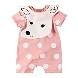 Baby Nest 夏 ベビー服 半袖ロンパース よだれパッド付き 取り付け可 女の子 男の子 スポッティ コットン ピンク 9-12M