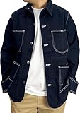 [Hanes] メンズ ストレッチデニム デニムジャケット M,L,LL (JP, アルファベット, L, ネイビー)