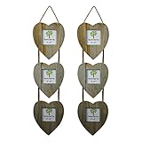 Nicolaばねトリプルハート木製3フォトHanging画像フレーム – 4 x 4 " – パックof 2