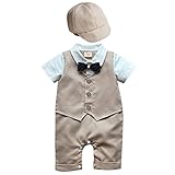 Zhhlaixing 高品質の Cool Baby Boy Gentleman Jumpsuit Suit Sets Summer Bodysuit Outfit +Hat