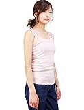 iz-87201009 L PINK(15) (ヨンユー) 4u 無地タンクトップ 首周りレース iz-87201009