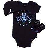 NIKE(ナイキ)エア・ジョーダン 0-6months ブラックxブルーメタリックHornetジャンプマン半袖ボディースーツ超豪華3点セット [並行輸入品]