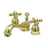 要素のデザインes3952axシカゴ2-handle 4 " to 8 "ミニ広範囲洗面所蛇口真鍮ポップアップ、4 – 1 / 2インチ、Polished Brass