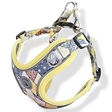 Lil&Fam 犬 ハーネス 小型犬 中型犬 身体に優しい 胴輪 簡単装着 反射材付き かわいい おしゃれ 和モダン リルアンドファム(イエロー, M)