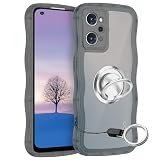 OPPO Reno9 A/Reno7 A ケース クリアブラック ウェーブ リング付き TPU波状のバンパー 半透明 スマホケース かわいい うねうね オッポ Reno9A/7A ウェーブ デザイン 可愛い 韓国 女性用 薄型 人気 おしゃれ 耐衝撃 ストラップホール付き(ブラック)