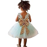 Hibote　2017 ベビー　キッド　子供　ガールズ　ちょう結び　レースのプリンセススカート　夏のスパンコール　ドレス 0-5 歳 　 ライトグリーン/2-3歳