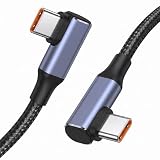 USB C ケーブル L字 0.5M 100W/5A PD急速充電 両端L字コネクタ USB C to C 充電ケーブル 高耐久ナイロン編み MacBook Pro/Air、Surface、Galaxy S26、Pixel 9aなどType C機種対応