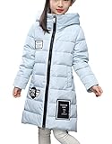 (コ-ランド) Co-land 子供服 ダウンジャケット キッズコート 女の子ジャンパー フード ロング丈綿服 英字図案 ガールズ上着 厚手 韓国風アウターウエア 防寒服 ブルー 150