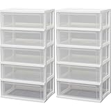 アイリスオーヤマ ワイドチェスト 5段 W-545 ホワイト/クリア