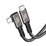 Thunderbolt 4 ケーブル L字 1m Popolier USB4対応 Popolier [240W出力 / 40Gbps高速データ転送 / 8K・4K / U SB 3.2/3.1/3.0/2.0 ] サンダーボルト 4ケーブル USB4とThunderbolt 3とUS B-Cと下位互換 スマートフォン、タブレット、ノートパソコンのタイプｃ機種に対応 ガン色