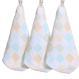 5個綿二重ガーゼスクエアタオルスカーフ幼児子供の赤ん坊のビブス唾液タオル小さなタオル (グリーン)