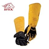 BSX ビーエスエックス プレミアム グレイン ピッグスキン （豚表革） / カウハイド （牛革) ロングカフ （肘丈） Stick 溶接用 グローブ (XL)