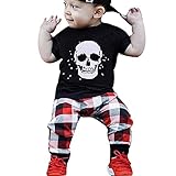 ホットクリアランス。 Daoroka ハロウィンコスチューム 幼児 幼児 赤ちゃん キッズ 男の子 2ピース 長袖Tシャツ トップス 格子縞パンツ 洋服セット 100 ブラック