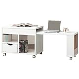 クロシオ ドロアーセンターテーブル ホワイト 幅72~122cm ローデスク 学習机