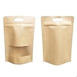 100個クラフトFrostedウィンドウスタンドUpポーチW /ハンドルとZiplock、複数のサイズ( 8オンス、16オンス、25オンス 8 OZ ER0056_8OZ-500
