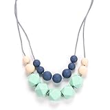 Happy-hongtai Silicone DIY Teething Necklace Turquoise for Babies | Safety Knotted Silk Rope Does No