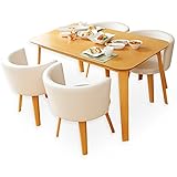 カフェ風 ダイニング5点セット 4人掛け テーブル135×80cm ナチュラル×ホワイト