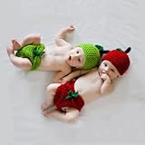 !!ハンドメイド 0-8ヶ月 撮影写真 ベビー 幼児 編む 帽子+パンツ 2色 レッド*0-8ヶ月に合う 【1点】