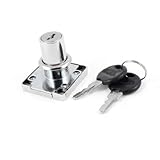 uxcell　面付きシリンダー錠　引き出しロック　家具継手　メタル製　シルバートーン　39mmx38mm　3.7mm直径