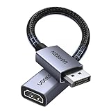 UGREEN Displayport HDMI 変換アダプター 最大4K＠30Hzまでの解像度に対応 アルミ合金製 金メッキ単方向ディスプレイポートDP 変換ケーブル ディスプレイポート to HDMIケーブル 変換アダプター1個 (1)