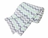 American Baby Company 100% Cotton Sweater Knit Blanket, Celery/Gray ZigZag
