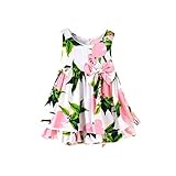 Ochine　欧米風　女の子　袖なし　可愛い柄　リボン飾り 綺麗な 花の飾り付け 蝶結び　夏らしい 　お姫様スカート