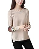 Heaven Days（ヘブンデイズ） ニット セーター ニットプルオーバー ラウンドネック サイドスリット パッチワーク レディース 1710M0222