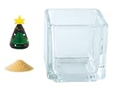 花市場直送便 ミニチュアガラス ツリー グリーン & カラーサンド クリーム & 植え込み用グラス ニューブロックS