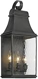 Elk 704-C 8-1/2 by 21-1/2-Inch Jefferson 3-Light Outdoor Wall Lantern with Water Glass Shade, Charco