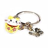 [通用] 可愛い女性用バッグハンドバッグペンダント車キーリング装飾猫花キーペンダントキーホルダー キーリング