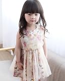 Elegant Salon発表会 結婚式 入園式 演奏会　パーティー 旅行に 春夏 可愛い 子供 ドレス (120, 米色)