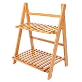 オープンラック 2段 折りたたみラック ウッド シェルフ 竹材 ナチュラル おしゃれ 多目的ラック 収納棚 小物収納 キッチン 幅40cmx 奥行28cm x 高さ55cm B001
