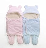 scoray 暖かい ふわふわ おくるみ 足つき ボア フリース 赤ちゃん ベビー アフガン ブランケット スリーパー 冬 お出掛け (ブルー)