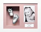 Anika-Baby Kit de moulage pour bébé Cadre boîte 3 ouvertures Blanc Passe-partout rose/peinture argen
