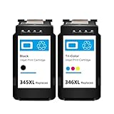 【SHUOLEI】Canon用キヤノン用 BC-345XL BC-346XL 互換インクカートリッジBC-345 BC-346インク BC345XL (大容量ブラック) + BC346XL (大容量3色カラー)優良リサイクルインク 345XL 346XL大容量 残量表示 対応機種：PIXUS TS3330 TS3130S TS203 TS3130 TR4530
