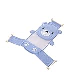 Moobom　ベビーバスネット　幼児　赤ちゃん　調整可能　お風呂　席　ネット　入浴シート　メッシュ　全2色　くま模様　熊形 (ブルー)