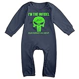 可愛い 男の子と女の子 Iパニッシャー スカル ロゴ Tシャツ 100%綿 Navy Size 18 Months