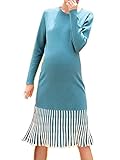 (オーセンティック) AUTHENTIC マタニティ ニット ワンピース ロング丈 妊婦服 産前 産後 ストレッチ 上品 秋冬 (Free, ブルー)