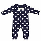 (アイム)iiniim　ベビー　連体　ロンパース　長袖　水玉　子供服　カバーオール　ベビースーツ　蝶ネクタイ　新生児　棉製 ネービーブルー タグ:6-9M 　推薦年齢:6-9ヶ月