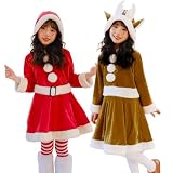 [monoii] サンタクロース 衣装 女の子 クリスマス 仮装 キッズ サンタ トナカイ コスチューム 子供 サンタコス コスプレ 赤 茶 サンタ服 110 120 130 140 e0493