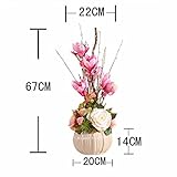 BAGEHUA 中国のバラの花シミュレーションマグノリアフラワーアートセラミック壺花シルク Ming のスーツの春の花々のリビングルームのエントランス