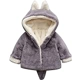 CXYP　子供 　女の子 　ベビー服　ウサギの耳　コート　カワイイ　ふわふわ　もこもこ　カバーオール　 ロンパース　キッズ服　アウトドア　おしゃれ (90cm, グレー)