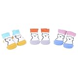 Domybest子供靴下 秋冬 3組 かわいいクマのパターン 厚い 赤ちゃんのチューブソックス ベビーフロアソックス 柔らかく快適 0?3歳に適して