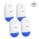 【4個入り】ネズミ撃退！ 2017年最新版 超音波害虫駆除機 360°シャットアウト ネズミやゴキブリ害虫に有効・全米大ヒット 子供やペットにも安心 ねずみ退治 ねずみ対策器 低消費電力設計