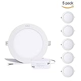 S&G® LED Recessed Lighting, Round Ultra-thin LED Downlights 12W 850LM 6000k(Day White), CUT-Hole: 6.