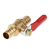 Baoblaze 3/8　真鍮　プラスチック製　ボールバルブ　遮断　ドレン　コック　ガス　空気　流体　フル　ポート　赤いハンドル