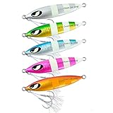 OCEAN CAT スローフォールピッチ釣りルアー シンキングリード メタルフラットジグ ジグ疑似餌 フック付き 海水釣り用 100G/150G/200G/250G(100g、各色1個(5個入り)